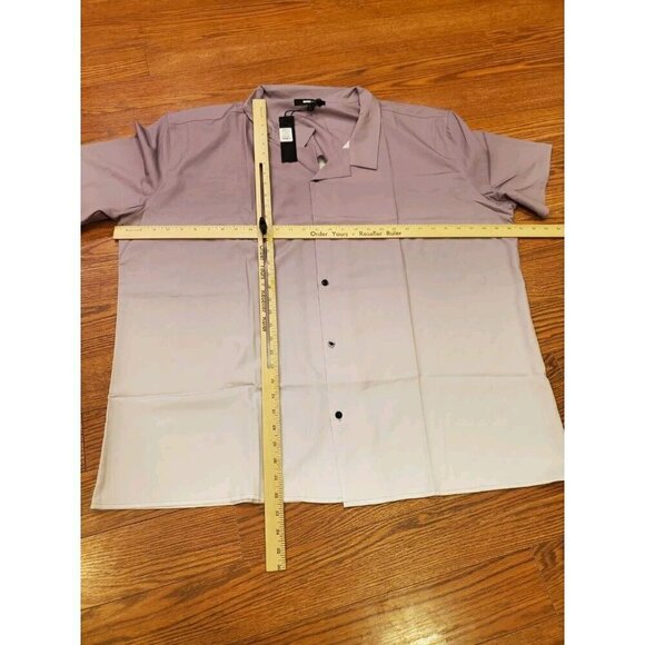 Fashion Nova Men's Size XXL 2XL Button Down Shirt Purple White Ombre Pattern NWT - Picture 2 of 7